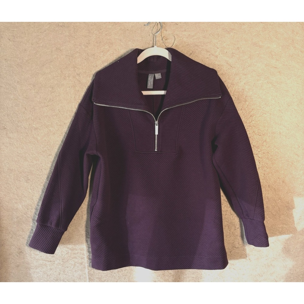 Sweaty Betty Deep Purple Quarter-Zip Pullover Sweatshirt